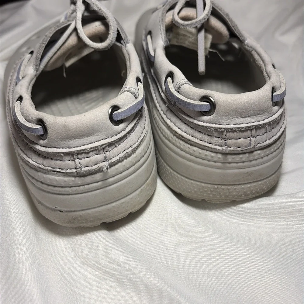 Crocs Pit Crew Islander Deck Boat Shoes , Gray Mens 5 Womens 7
